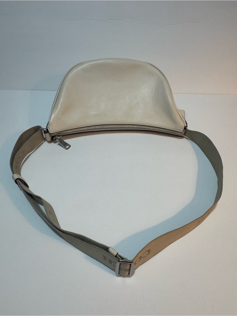 Coach Pace CT644 Leather Shoulder Crossbody Bag Silver Chalk - Picture 13 of 14